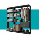 Ver imagem 5 de Guarda-Roupas Closet Modulado Alasca Duo 180cm 3 Peças com 2 Gavetas e Cabideiros Preto Touch