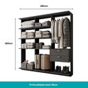 Ver imagem 4 de Guarda-Roupas Closet Modulado Alasca Duo 180cm 3 Peças com 2 Gavetas e Cabideiros Preto Touch