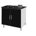 Ver imagem 1 de Balcão Luanda para Cooktop 4 Bocas Cor Bra / Pre / Marmorizado