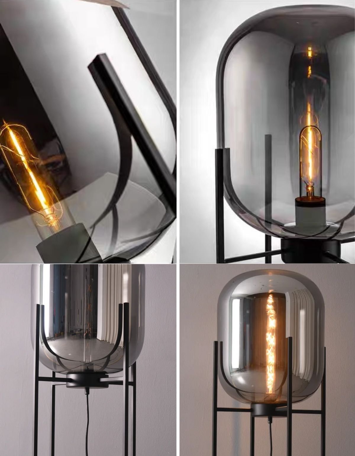 Ver imagem 5 de Luminária de Chão Piso 160cm Globo Vidro Fumê Cinza Espelhada Coluna Pedestal Lv-ash-5 Gimpo