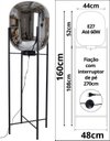 Ver imagem 2 de Luminária de Chão Piso 160cm Globo Vidro Fumê Cinza Espelhada Coluna Pedestal Lv-ash-5 Gimpo