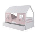 Ver imagem 2 de Cama Casinha Encantada com 02 Gavetas Madeira Maciça Rosa/ Branco Housin