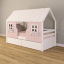 Ver imagem 1 de Cama Casinha Encantada com 02 Gavetas Madeira Maciça Rosa/ Branco Housin