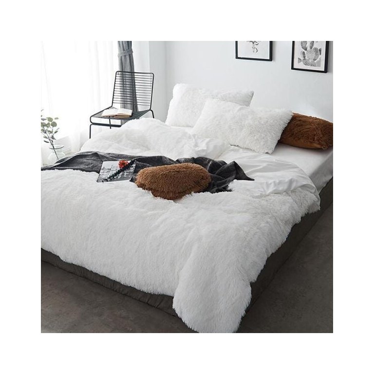 JOGO DE CAMA CASAL SUPER KING 6 PEÇAS EDREDOM PELÚCIA BRANCO