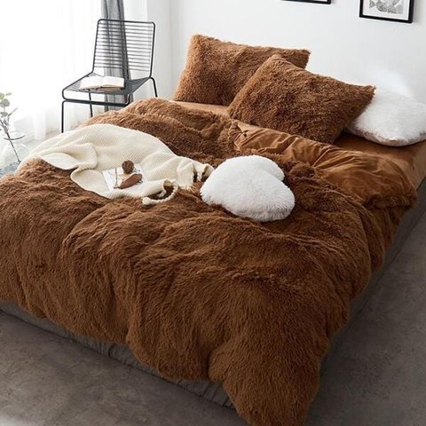 JOGO CAMA CASAL SUPER KING 6 PEÇAS EDREDOM PELÚCIA CARAMELO