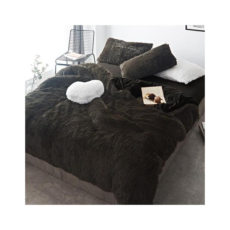 JOGO DE CAMA CASAL KING 6 PEÇAS COM EDREDOM PELÚCIA PRETO
