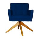 Ver imagem 1 de Poltrona Decorativa Onix Pés Giratório de Madeira Suede Azul Marinho - DS Estofados
