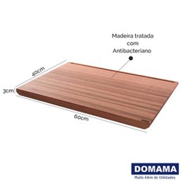 Estação de Corte para Preparar Massas e Pães 60x40Cm Essence Tábua de Madeira Retangular Churrasco - 3