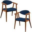 Ver imagem 1 de Kit 02 Cadeiras Estofada para Sala de Estar Jantar Cecília B04 Suede Azul Marinho - Lyam Decor