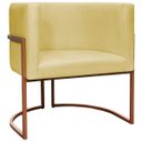Ver imagem 1 de Poltrona Decorativa Recepção Luna Suede Cores Base de Ferro Bronze