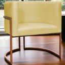 Ver imagem 2 de Poltrona Decorativa Recepção Luna Suede Cores Base de Ferro Bronze