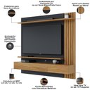 Ver imagem 4 de Painel para TV 70 pol com Bancada Suspensa 180cm Will C04 Noce Milano Preto Fosco - Lyam Decor