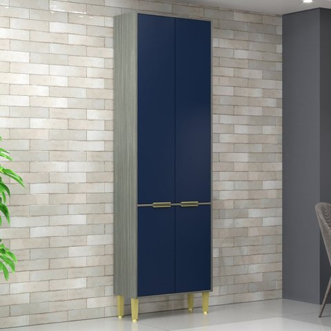 Paneleiro com 4 Portas Domus Espresso Móveis Azul/Silver/Royal