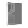 Guarda Roupa 2 Portas de Correr 3 Gavetas 159cm com Vidro Reflecta Prata Slim Branco/Cinza Puro Espr - 1