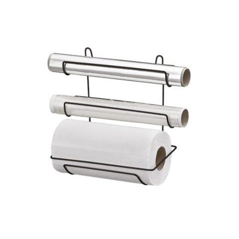 Suporte Porta Rolo Preto Papel Toalha PVC e Alumínio - 07520