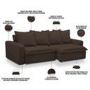 Ver imagem 5 de Sofá Retrátil Reclinável para Sala de Estar Living 195cm Vêneto F04 Veludo Marrom - Lyam Decor