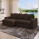 Ver imagem 4 de Sofá Retrátil Reclinável para Sala de Estar Living 195cm Vêneto F04 Veludo Marrom - Lyam Decor