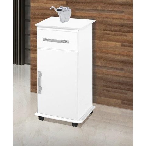 Balcão Bebedouro Itália com Rodizios Branco Porta + Gaveta