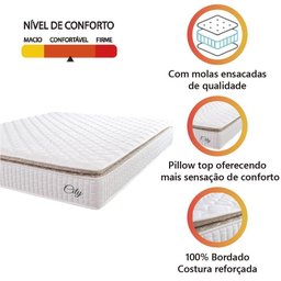 Colchão Casal Queen Molas Ensacadas City Pillow Top 158x198x23cm Branco-bege Hellen Branco-bg - 2