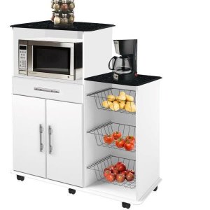 Fruteira Balcão Tam 06 Rodizios Branco / Marmorizado