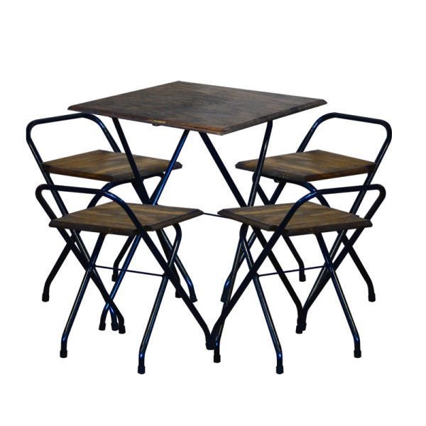 Conjunto Mesa Dobrável com 4 Cadeiras Rústico Imbuia - 1