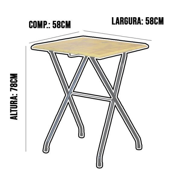 Conjunto Mesa Dobrável com 2 Cadeiras Rústico Madeira Natural - 12