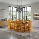 Ver imagem 1 de Mesa de Jantar 10 Lugares com Cadeiras Madeira Maciça Safira Cor Cerejeira