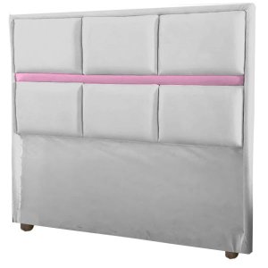 Cabeceira Ana Bege com Rosa Cama Box Painel Casal 90 Suede