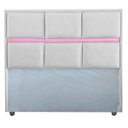 Ver imagem 2 de Cabeceira Ana Bege com Rosa Cama Box Painel Casal 90 Suede