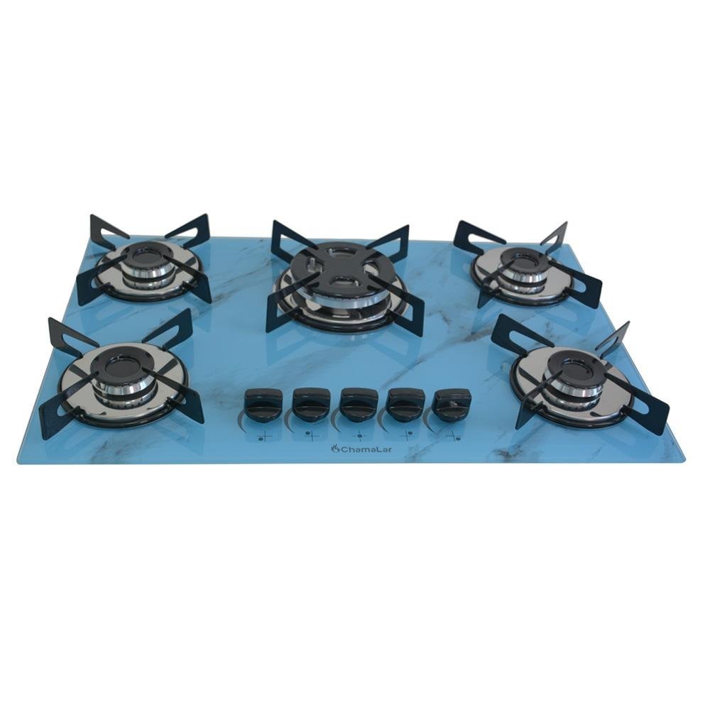 Cooktop Chapa 5bocas Tripla Chama 127/220v Marmo Azul