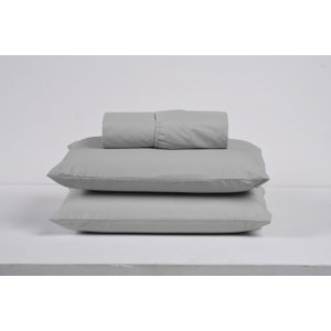 Kit Roupa de Cama Solteiro Percal 200 Fios 100% Algodão com Elástico e Fronha 2 Peças:cinza