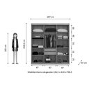 Ver imagem 2 de Guarda Roupa Casal 6 Portas e 2 Gavetas PH1675 Nogueira - Herval