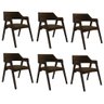 Kit 6 Cadeiras Sala de Jantar e Jogos Carteados Madeira Maciça Poker Veludo Marrom/capuccino G42 - G - 1