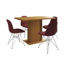 Ver imagem 6 de Mesa Jantar Londres Tampo Canela 120cm 4 Cadeiras Ferro Branco Estofado Vermelho
