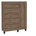 Ver imagem 1 de Cômoda sapateira 6 Gavetas Gen com cabideiro com chave cor Teca