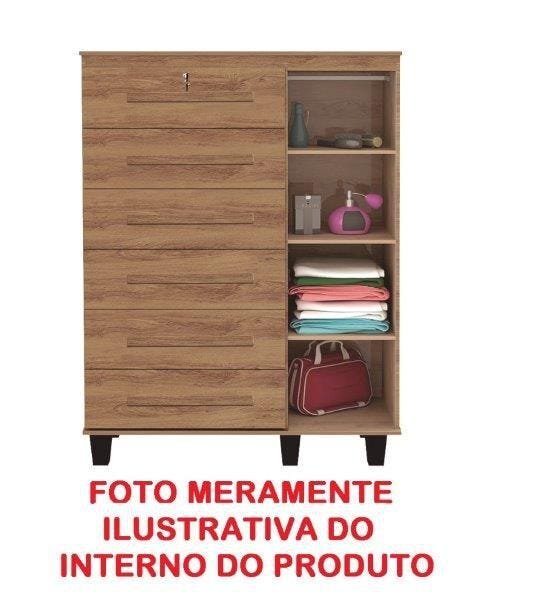 Cômoda sapateira 6 Gavetas Gen com cabideiro com chave Branca - 3