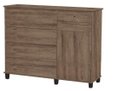 Ver imagem 1 de Cômoda 5 Gavetas sapateira com chave trino cor Teca fosco
