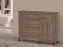 Ver imagem 3 de Cômoda 5 Gavetas sapateira com chave trino cor Teca fosco