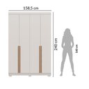 Ver imagem 7 de Guarda-Roupa Solteiro 4 Portas 2 Gavetas em MDF Lugano Off White/Nevaska