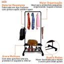 Ver imagem 5 de Arara de Roupas com Sapateira e Rodinhas Cabideiro Multiuso - Preto