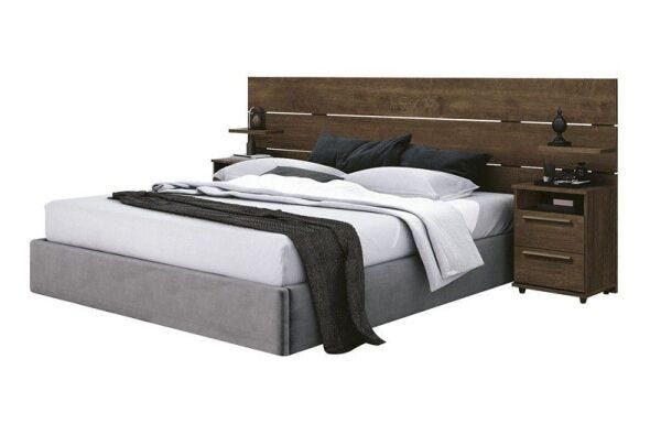 Cabeceira Casal 1,40 com Mesa de Cabeceira Platina Imbuia - Fabrimóveis - 1