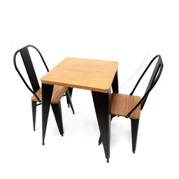 Conjunto de Mesa Sublimada 60x60cm Design Premium Iron Industrial Tolix com 2 Cadeiras Pretas Sublim - 2