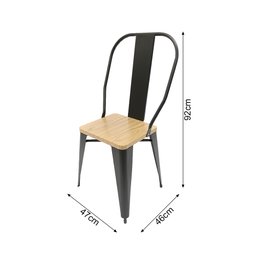 Conjunto de Mesa Sublimada 60x60cm Design Premium Iron Industrial Tolix com 2 Cadeiras Pretas Sublim - 5