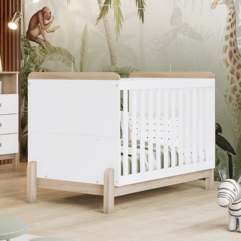 Berço Mini-cama Bebê 2 em 1 Ternura - Branco / Jequitibá Hp