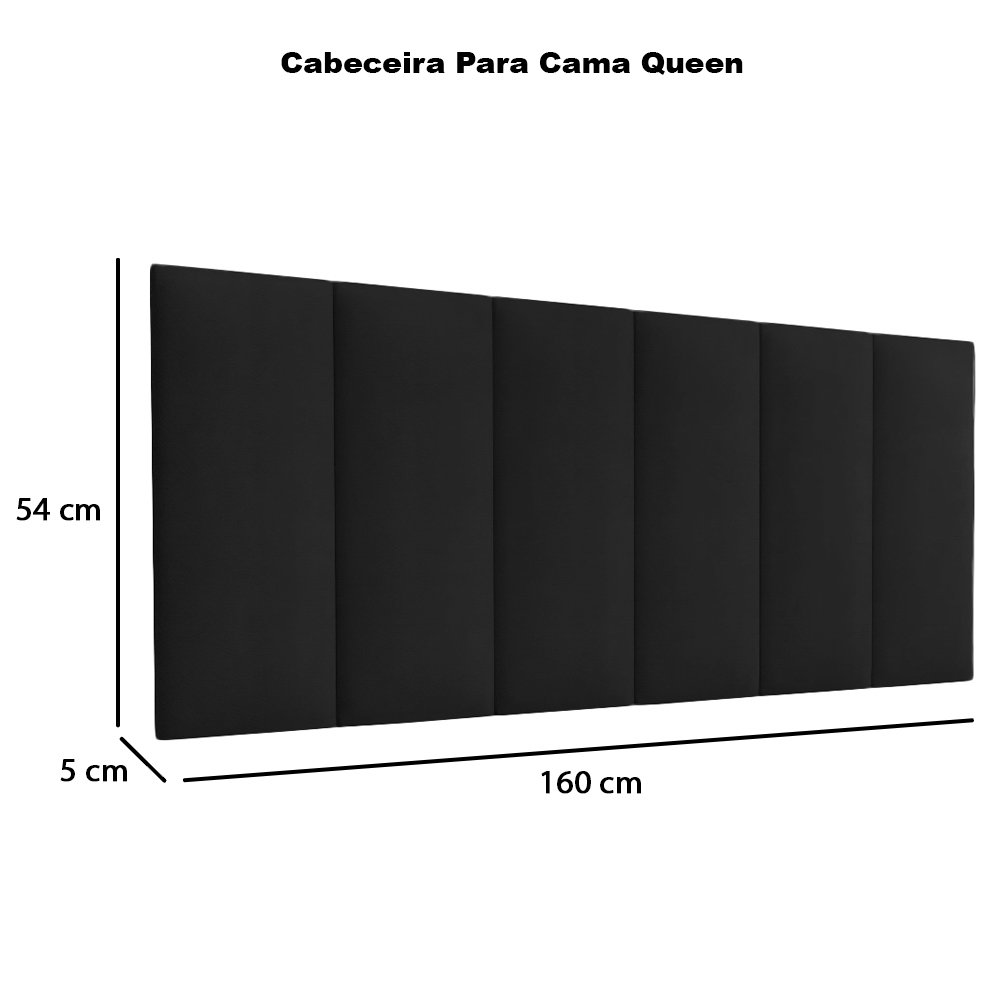 Cabeceira Painel Estofada para Cama Queen 1,60 - Preto - 6