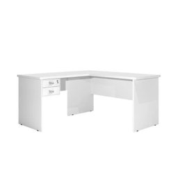 Escrivaninha Mesa Computador em L Branca 2 Gavetas Oferta - 2