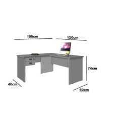 Escrivaninha Mesa Computador em L Branca 2 Gavetas Oferta - 3
