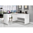 Ver imagem 1 de Escrivaninha Mesa Computador em L Branca 2 Gavetas Oferta