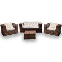 Conjunto Bora Bora - 1 Sofá 2 Lugares + 2 Poltronas + 1 Mesa de Centro - Chiloé - 1