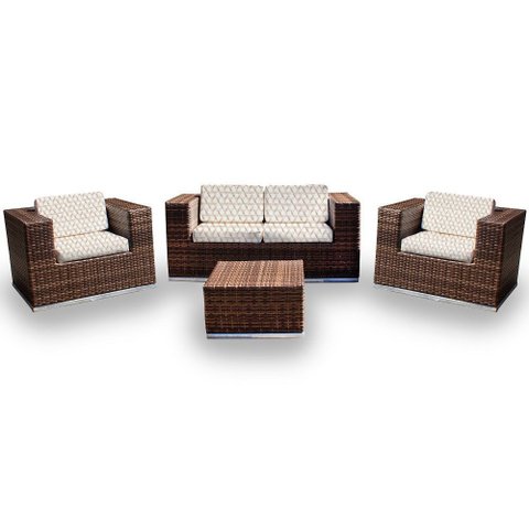 Conjunto Bora Bora - 1 Sofá 2 Lugares + 2 Poltronas + 1 Mesa de Centro - Chiloé